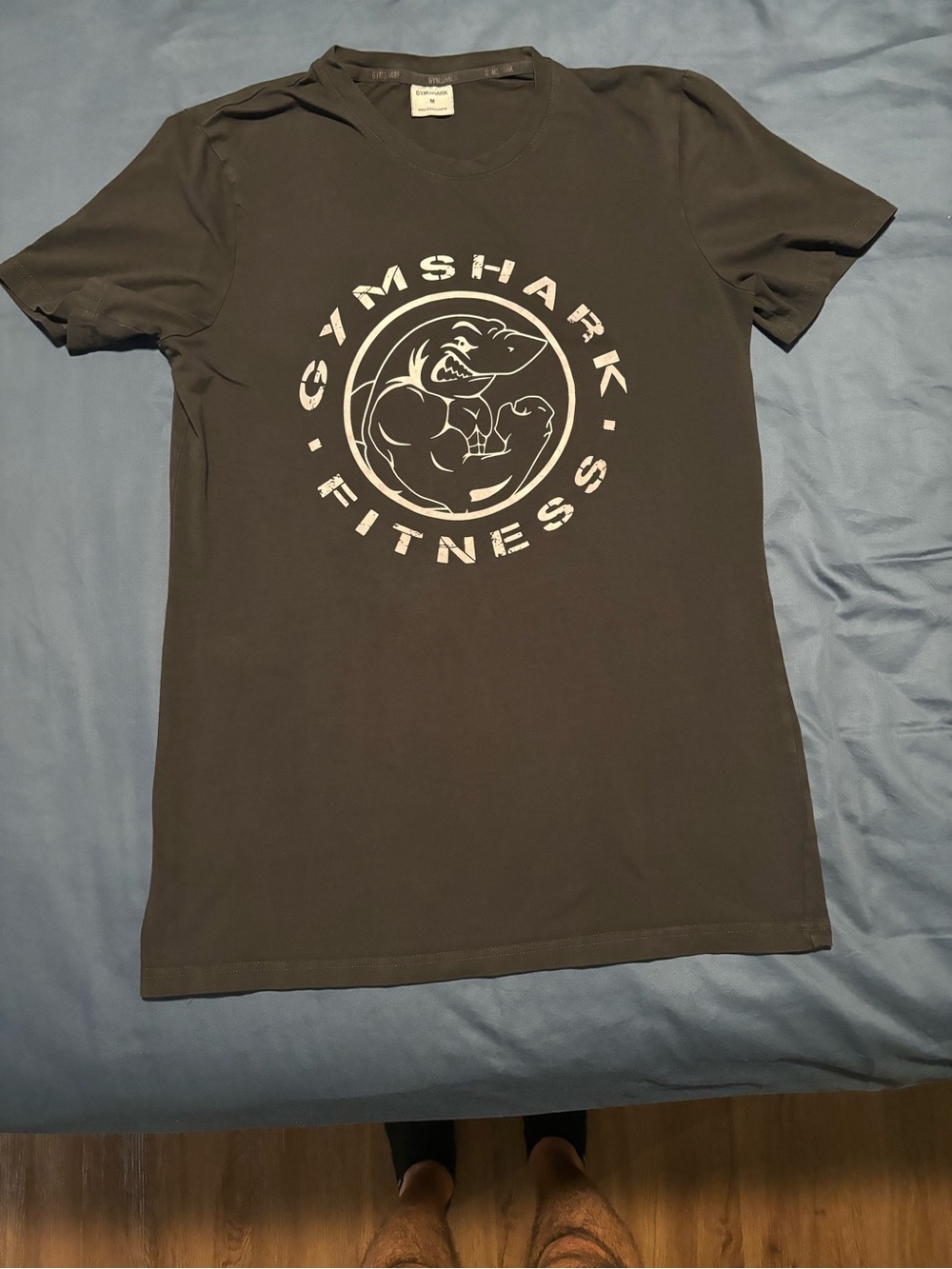 Gymshark Black Short-Sleeve Crew with White Fitness Logo
